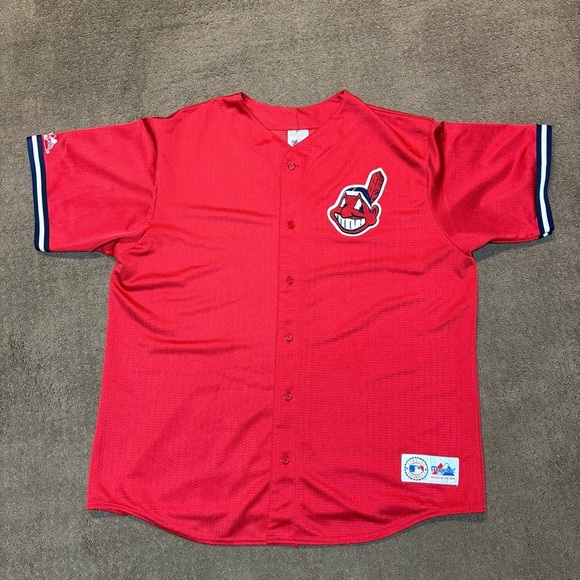 Majestic Other - Vintage 90s Cleveland Indians MLB Chief Wahoo Majestic Jersey XXL RED USA